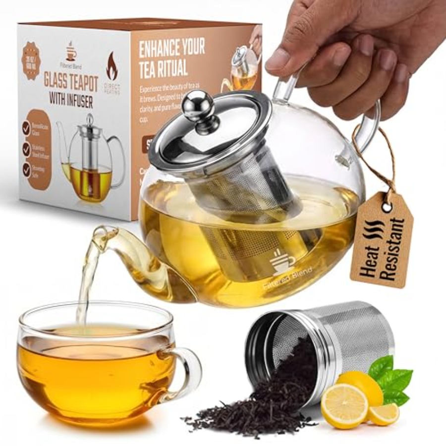 Loose Leaf Tea Infuser - 20 oz 600ml Small Clear Glass