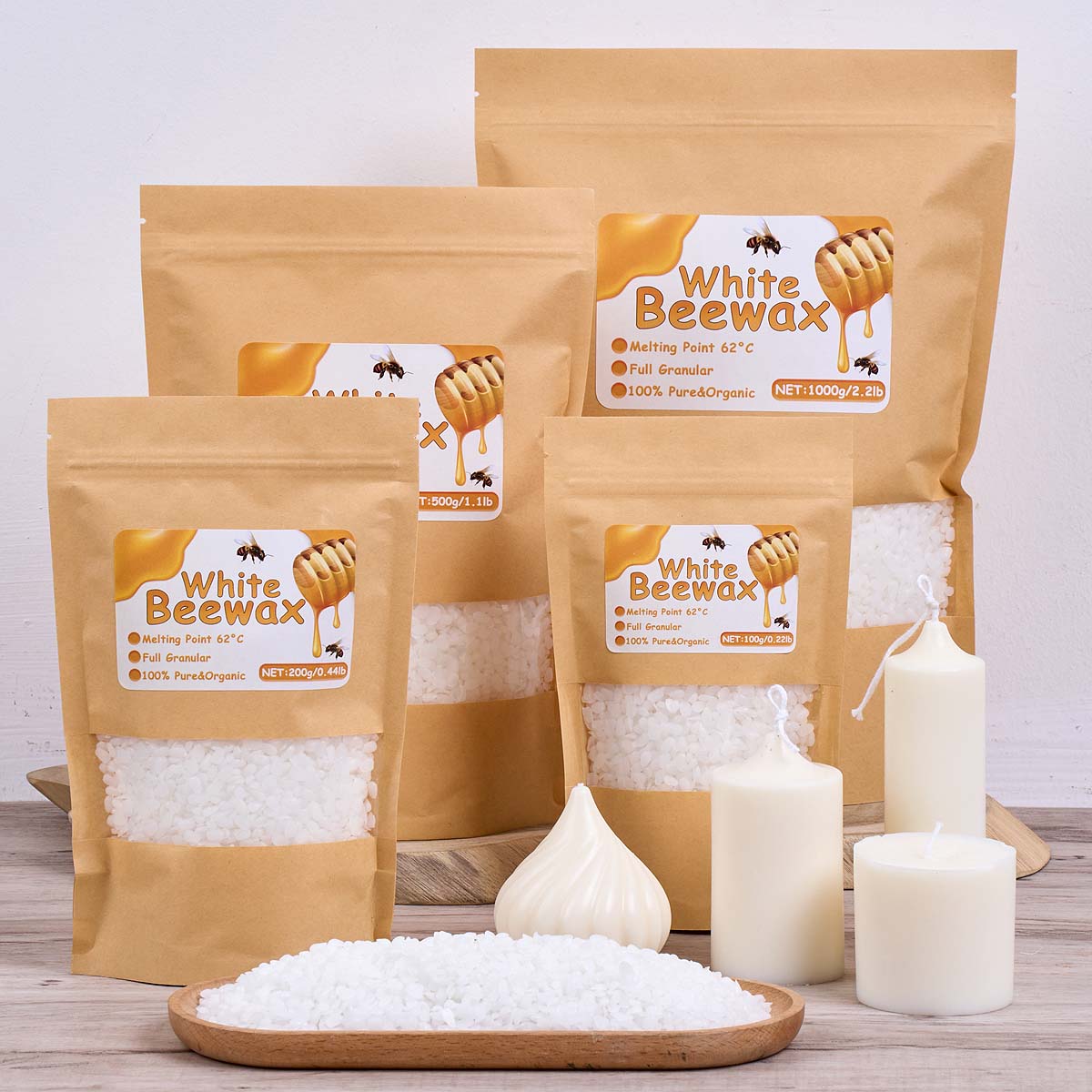 1000g White Beeswax DIY Candle - Beeswax Wrap Reusable recension och pris