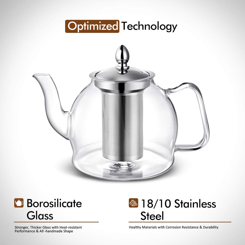 1000ml Glass Teapot with Remov - Loose Leaf Tea Infuser recension och pris