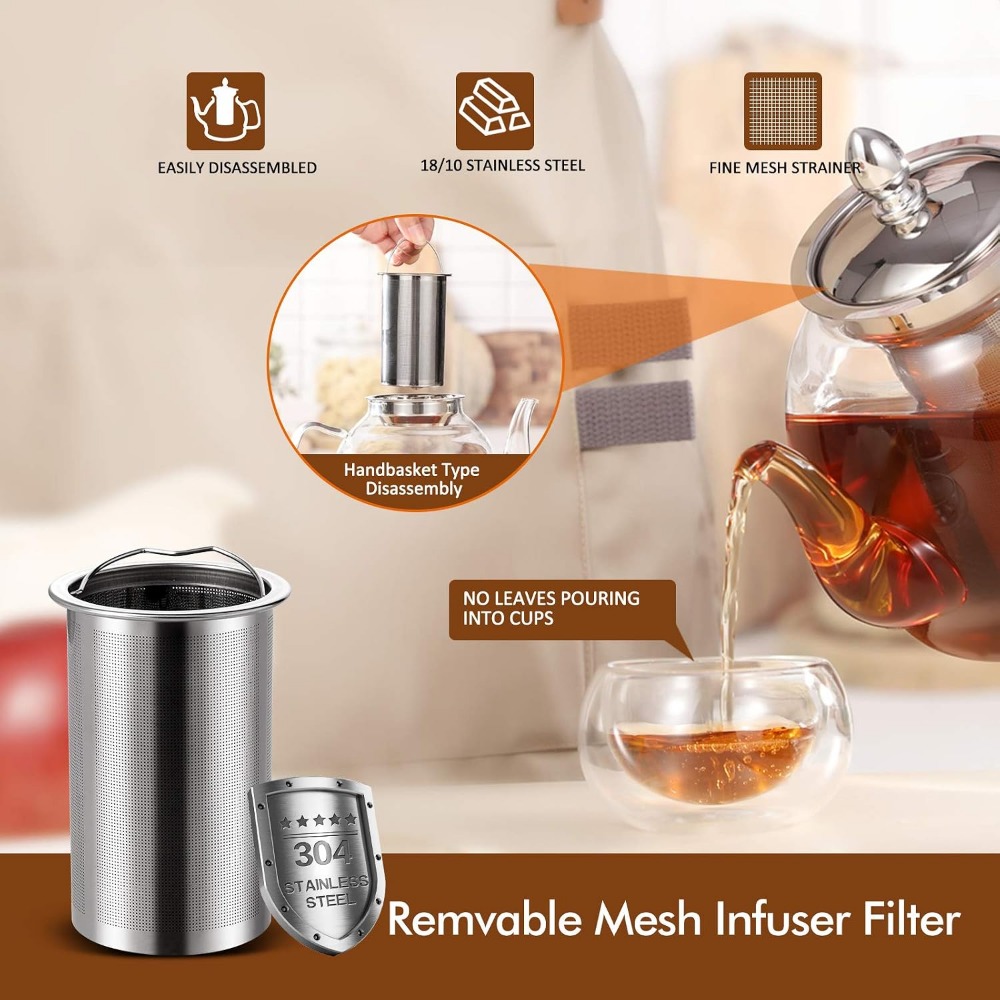 1000ml Glass Teapot with Remov - Loose Leaf Tea Infuser recension och pris