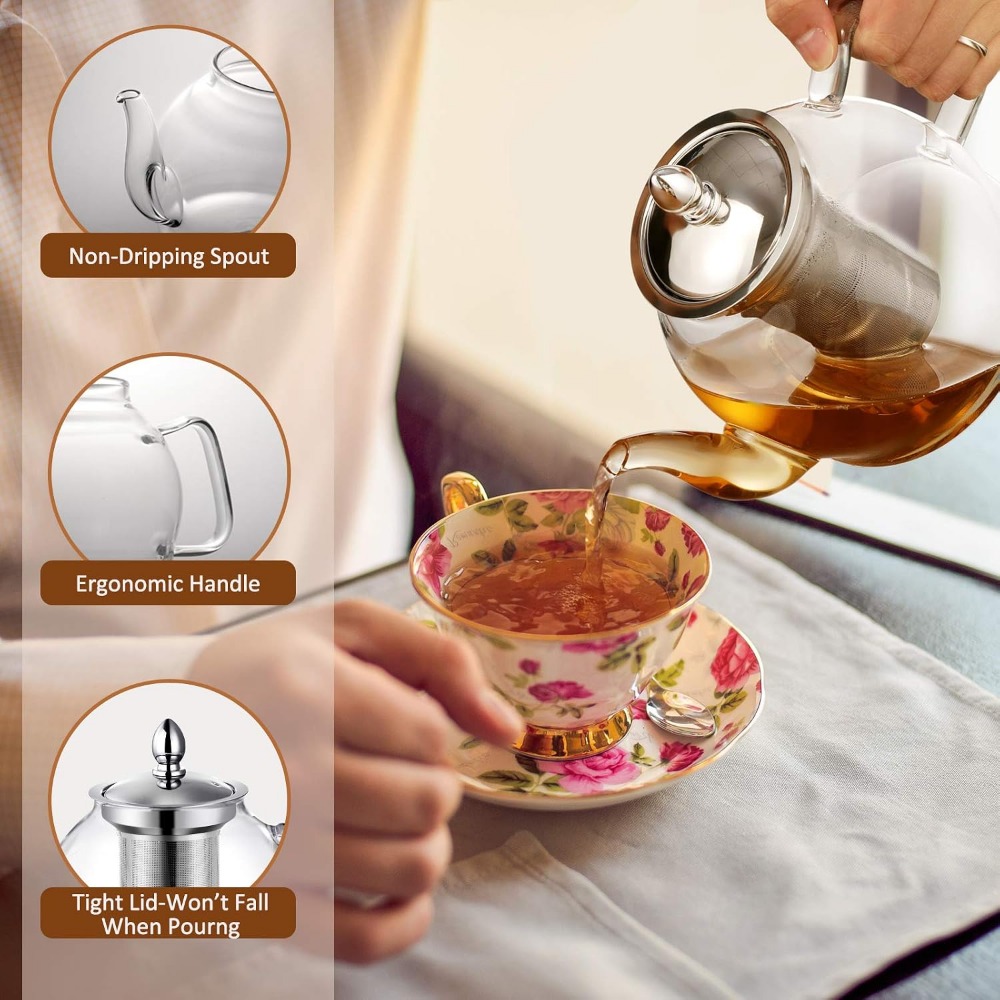 1000ml Glass Teapot with Remov - Loose Leaf Tea Infuser recension och pris